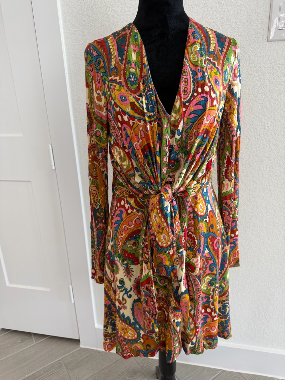 ETRO Paisley Print V Neck Viscose Elastane Dress Size 40 VGUC